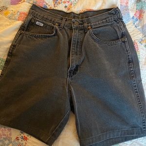 High rise vintage black denim shorts